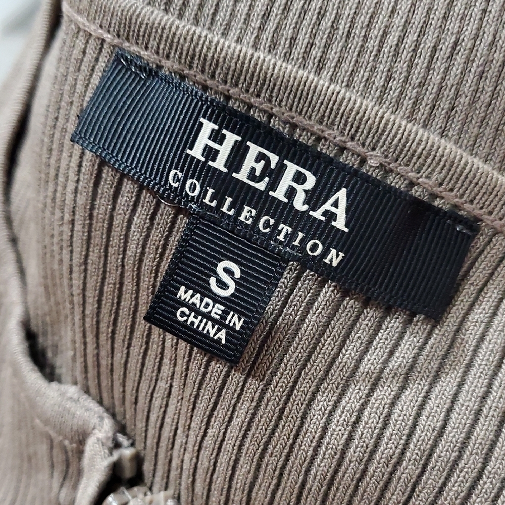 Hera Collection Taupe Ribbed Long Sleeve Top Minimalist Neutral Versatile Casual - Picture 5 of 5